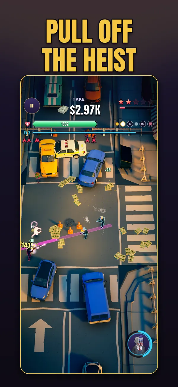 Pull off the heist: knockouts burst into cash as a police cruiser arrives